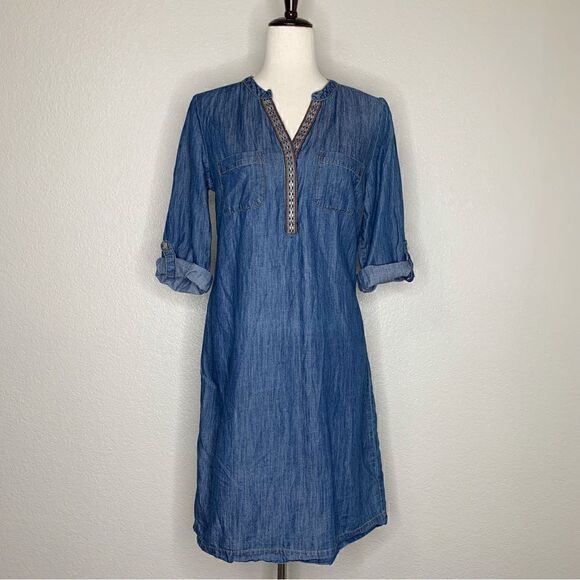 Spense Dresses & Skirts - Spense Lyocell Blend Women’s Blue Chambray Shirt Dress